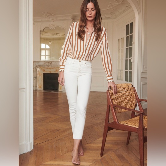 Sezane Pants - Sezane 1967 ecru denim high rise straight leg pants